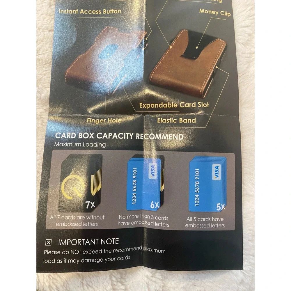 QLD Mens Minimalist Pop Up Wallet Brown Faux Leather Card Holder‎ Money Clip